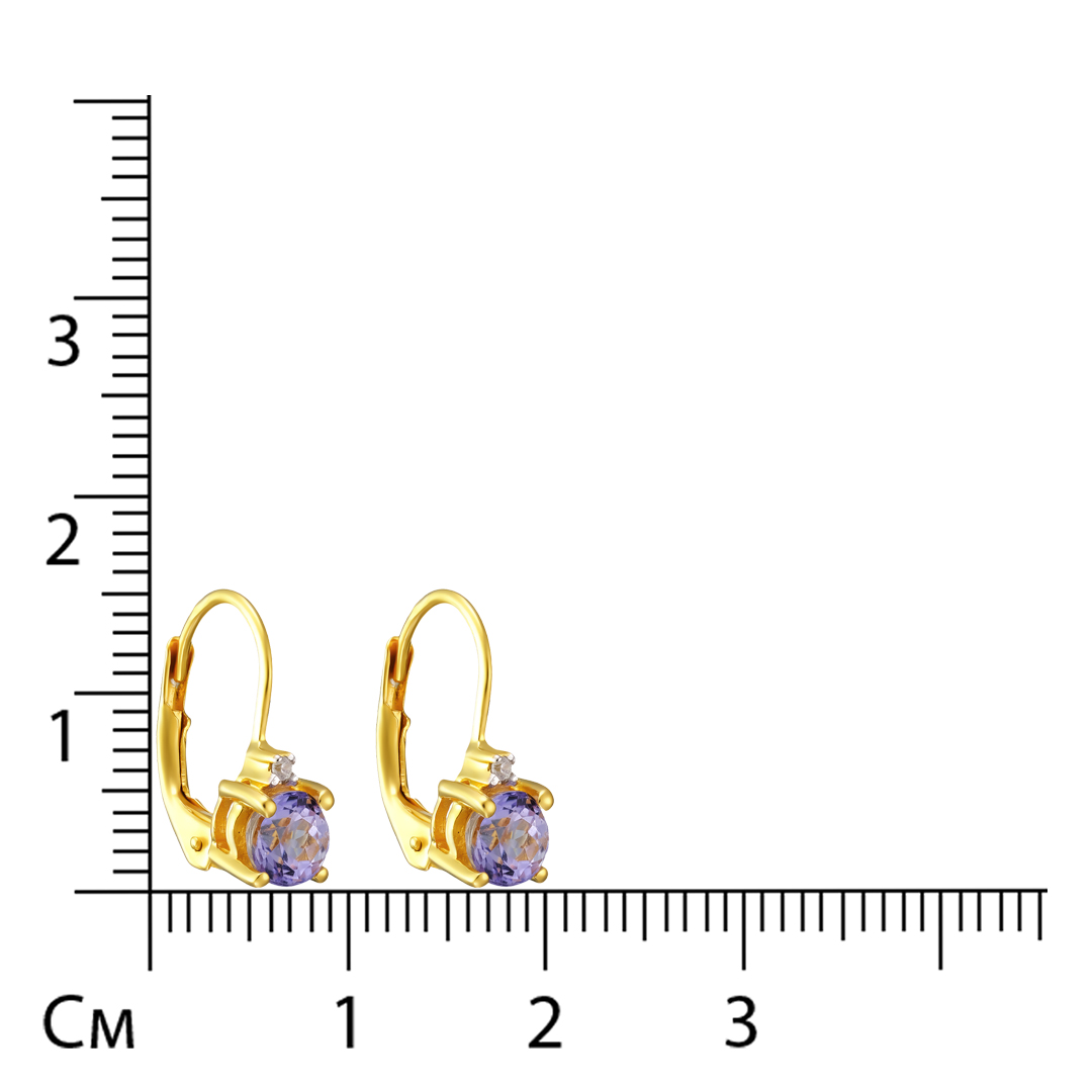 Серебряные серьги 925 пробы; вставки 2 Танзанит 1,03ct; 2 Циркон бесцв. 0,02ct;